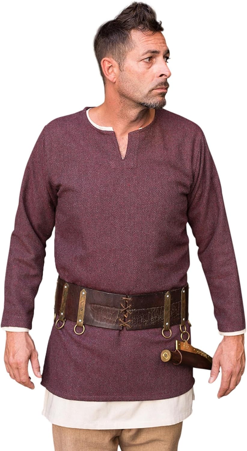 Burgschneider - Fischgrättunika Tyr Grau - Kleidung für Larp, Mittelalter, Cosplay und Fantasy S Her