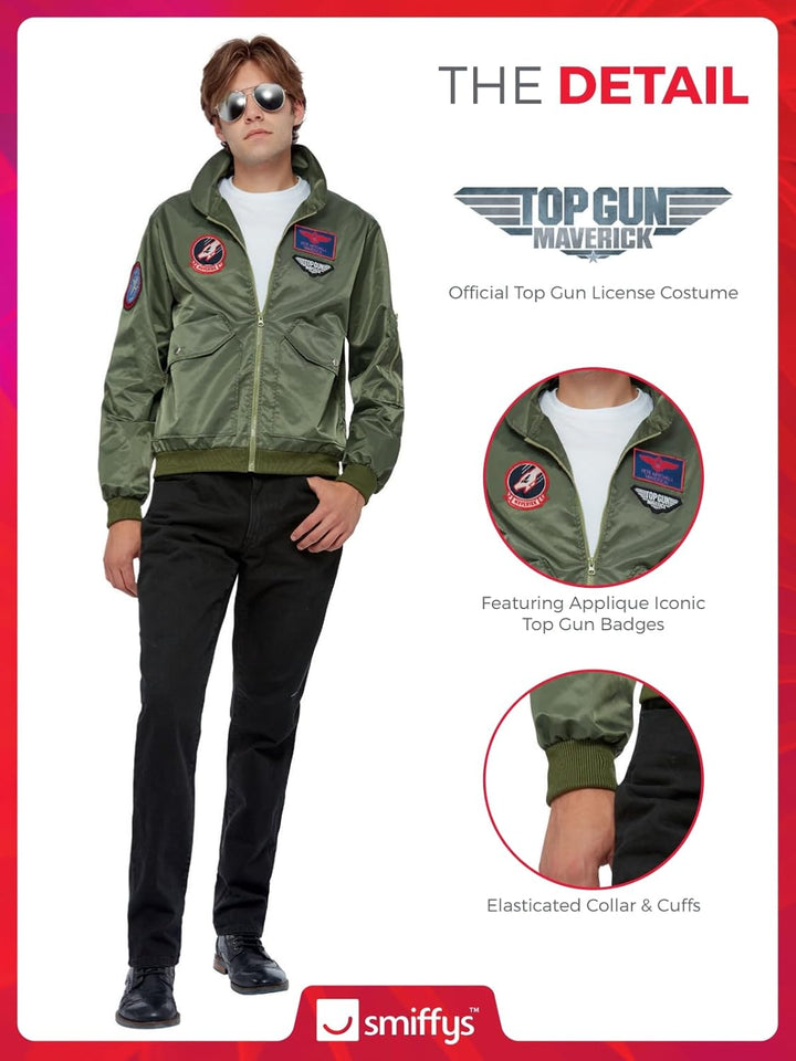 Smiffys Top Gun Maverick Bomber Jacket, Green