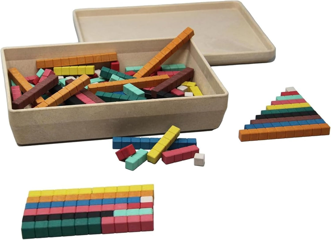 WISSNER® Rechenstäbe 126 Stück, Bunte Rechenstäbe für das spielerische Zahlenverständnis, Re-Wood® R