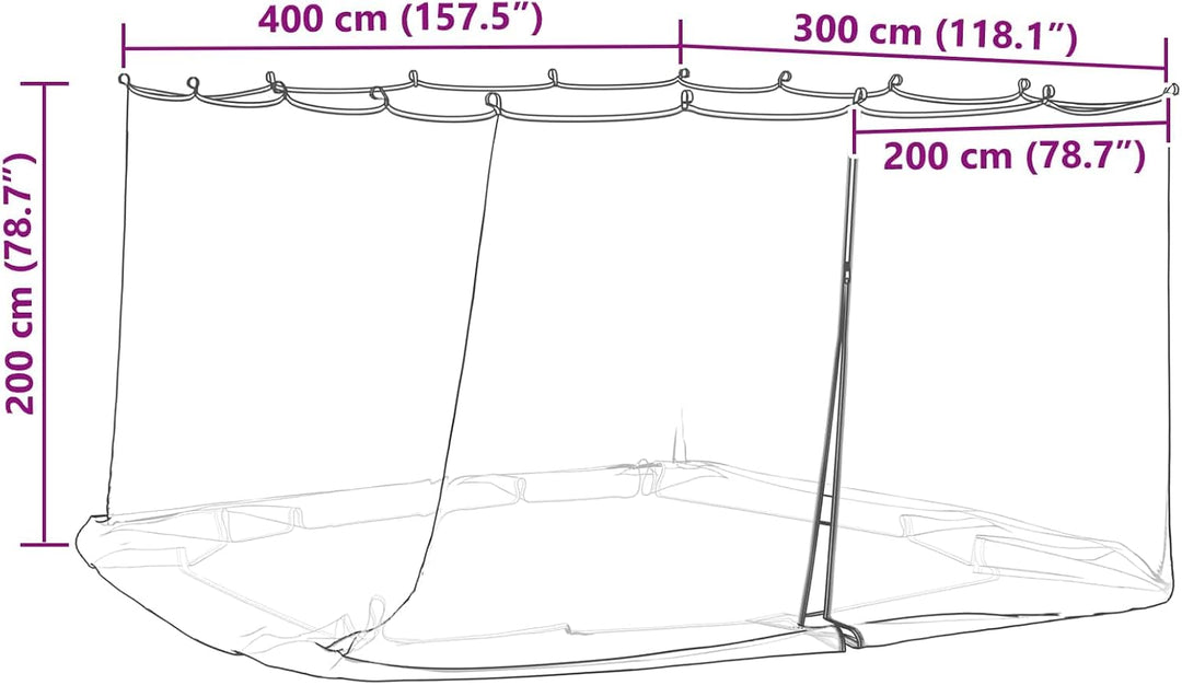 vidaXL Moskito-Netz für Pavillon 220 Mesh Schwarz 4 x 3 x 2 cm