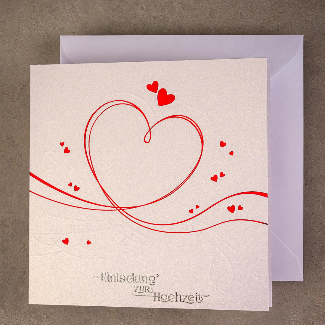 Art Nuvo HOCHZEITSEINLADUNGEN - SATZ 20 St, 135x135mm MIT BEDRUCKBAREN EINLAGEN UND UMSCHLÄGEN FÜR H