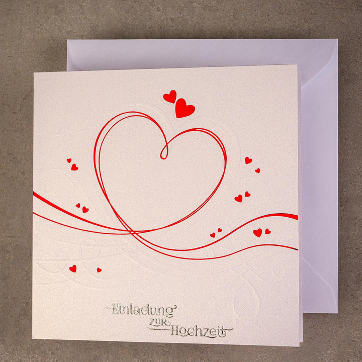 Art Nuvo HOCHZEITSEINLADUNGEN - SATZ 20 St, 135x135mm MIT BEDRUCKBAREN EINLAGEN UND UMSCHLÄGEN FÜR H