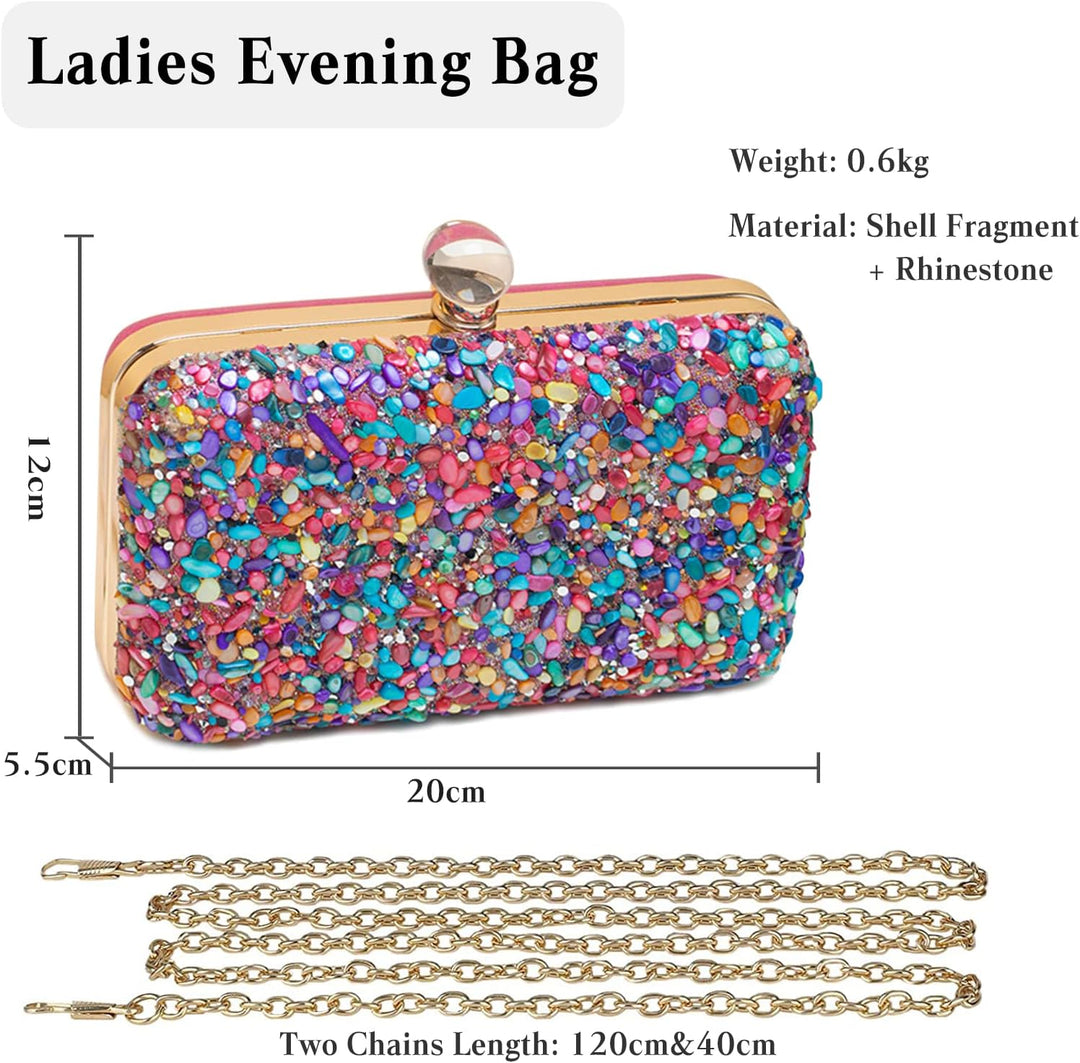 CORIOS Damen Abendtasch Strass Clutch Tasche Formale Handtasche Elegante Schultertasche Klein Tasche