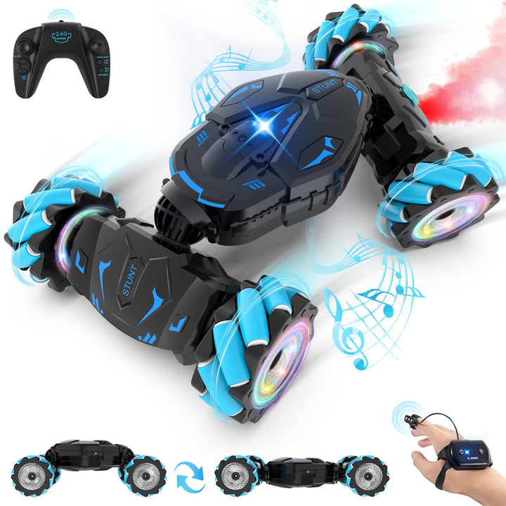 Pristar Ferngesteuertes Auto, RC Car Auto mit Licht und Sprühen, Drift Car Spielzeug 4WD 2,4 GHz 360