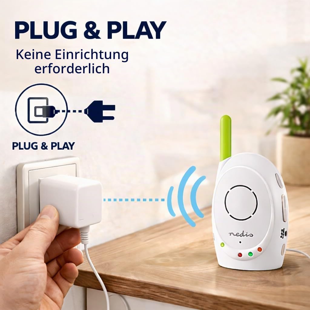 Nedis - Audio-Baby-Monitor - Babyphone - Gegensprechfunktion - Batteriebetrieben/Netzstromversorgung