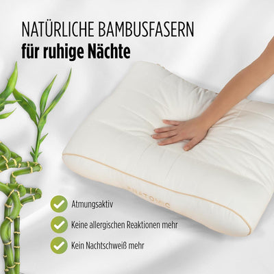 Vitapur Ergonomisches Nackenkissen & Kopfkissen für Breite Schultern - Premium Bambus Anatomisches K