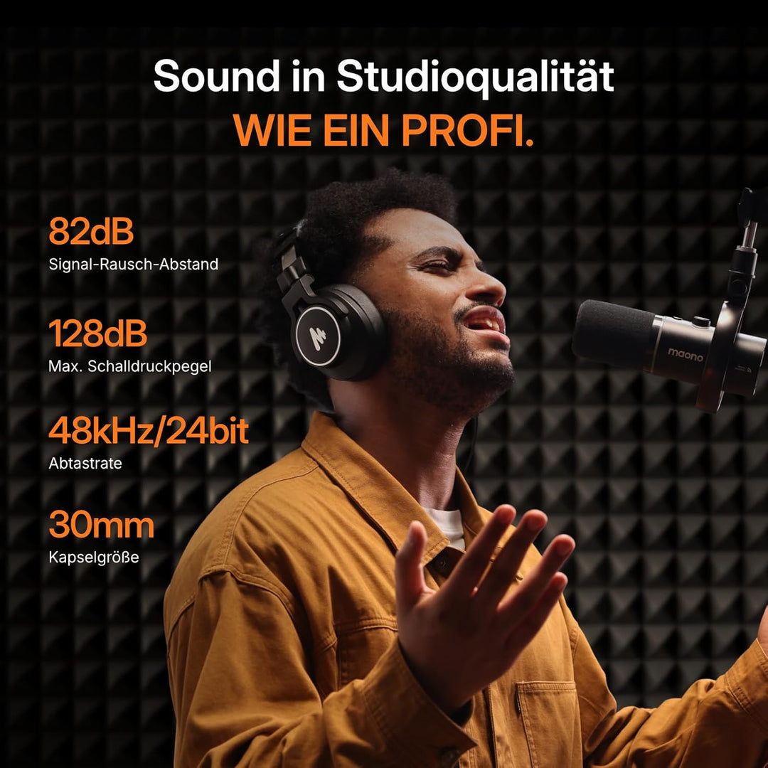 MAONO PD200W Kabelloses Hybrid-Podcast-Kit, Dynamisches XLR/USB-Mikrofon-Set mit 2 Mikrofonauslegern