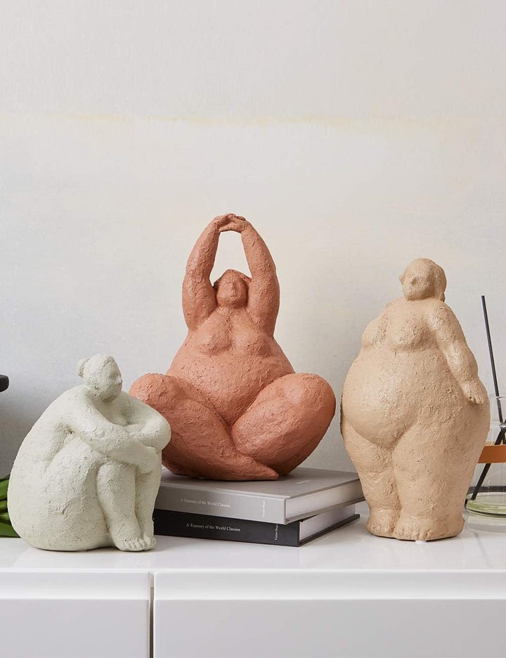 Amoy-Art Frau Skulptur Figuren Modern Dekor Statue Wohnzimmer Kunst Arts Polyresin Geschenk Braun 27