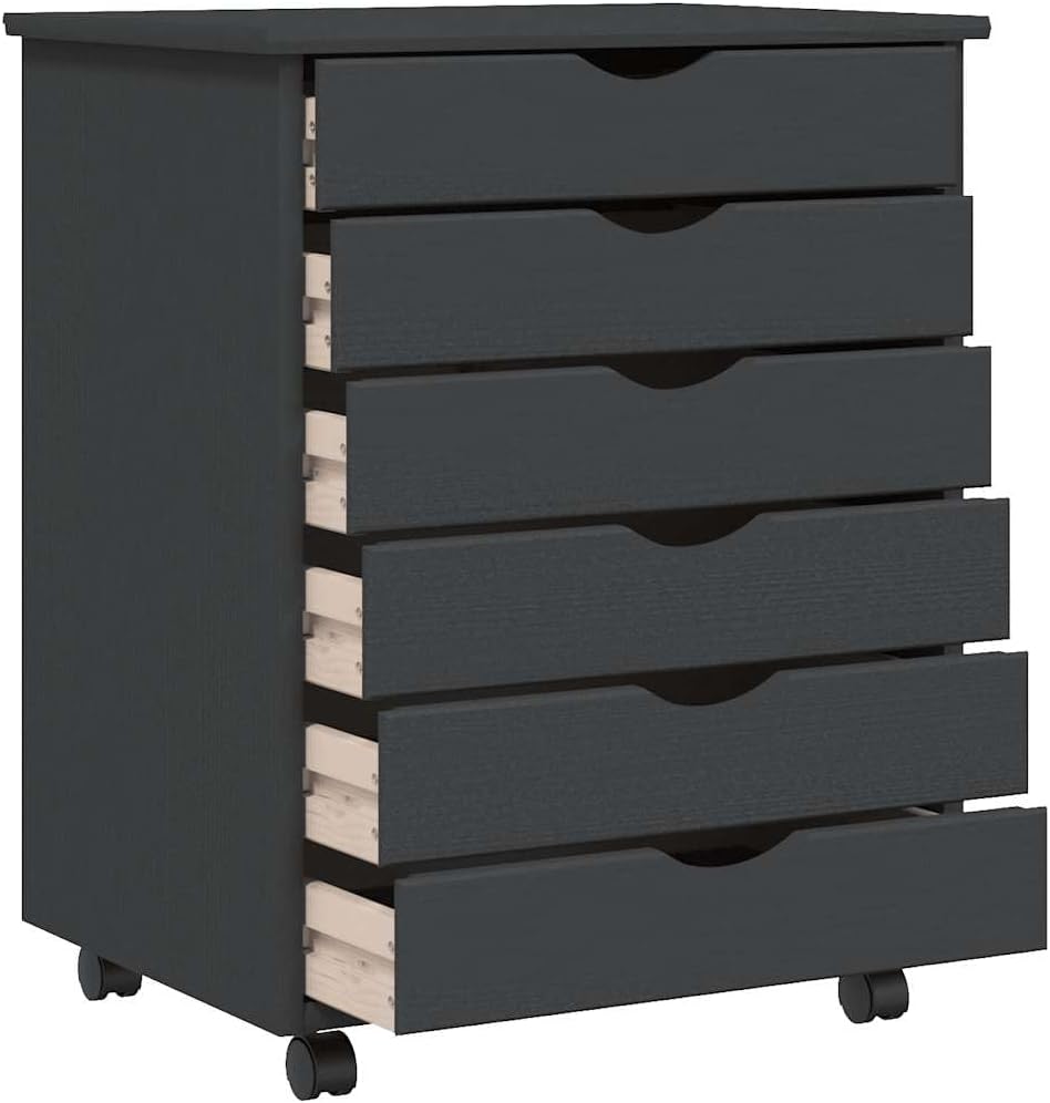vidaXL Rollschrank, Rollcontainer mit 6 Schubladen, Kommode Schubladenschrank mit Rollen, Büroschran