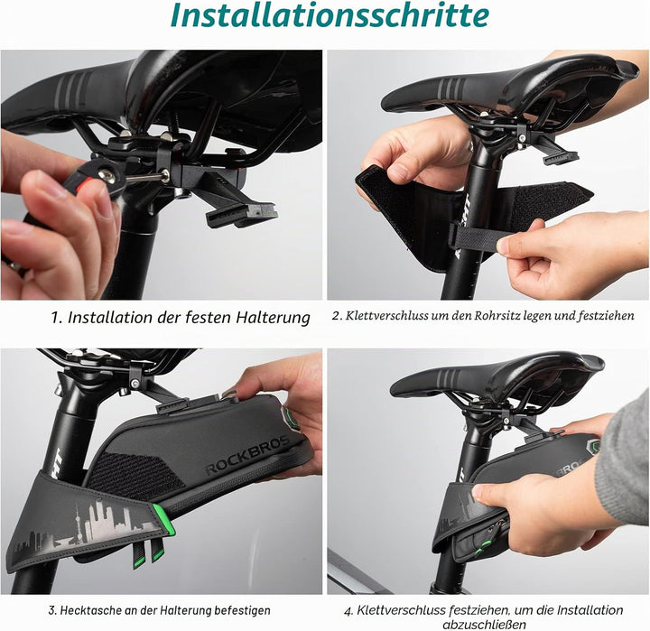ROCKBROS Fahrrad Satteltasche Fahrradtasche für MTB Rennrad Wasserdicht Stossfest Sitztasche Schwarz