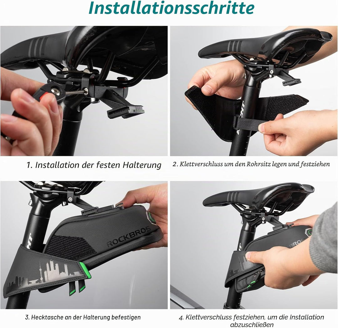 ROCKBROS Fahrrad Satteltasche Fahrradtasche für MTB Rennrad Wasserdicht Stossfest Sitztasche Schwarz