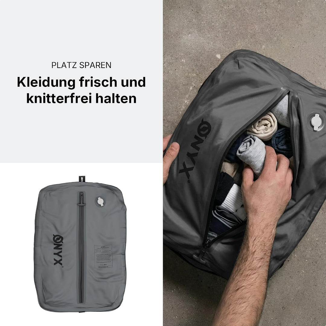 ONYX Aircube™ Vakuum Packing Cubes 2er Set – Inkl. kabelloser Vakuumpumpe – Platzsparender Koffer Or