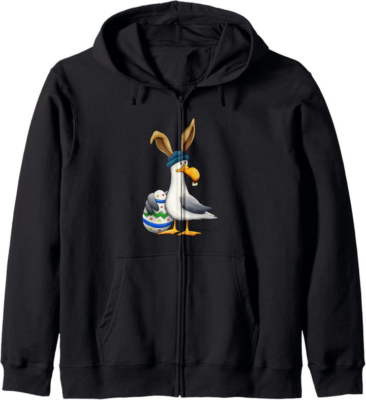 Norddeutscher Osterhase Nordsee Ostsee Möwe mit Osterei Kapuzenjacke