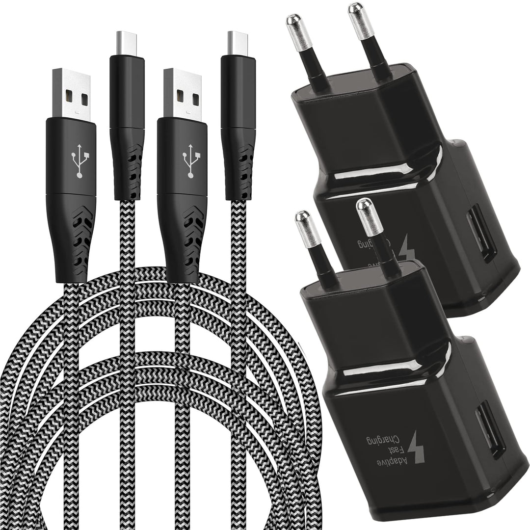 Adaptive Fast Ladegerät mit USB-C Nylon Schnellladekabel 2 M, Original-Fast-Ladung QC3.0 kompatibel