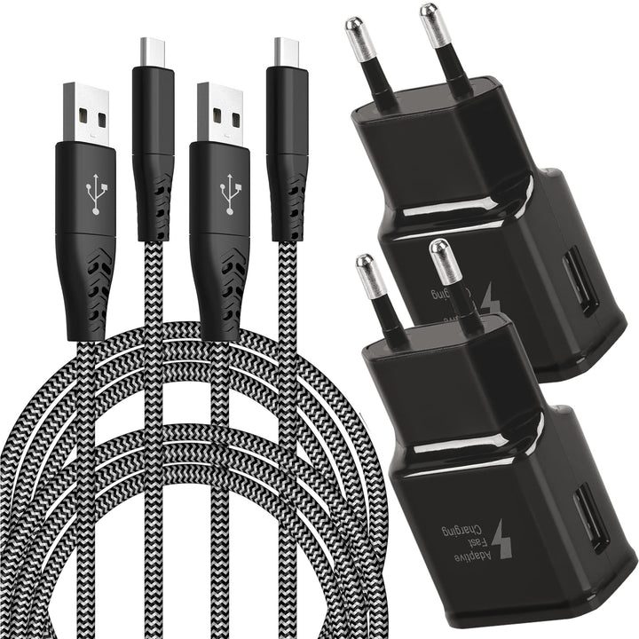Adaptive Fast Ladegerät mit USB-C Nylon Schnellladekabel 2 M, Original-Fast-Ladung QC3.0 kompatibel