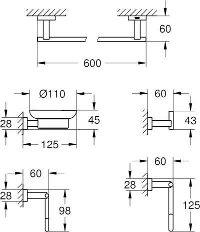 Grohe Essentials Cube Acc.Set Master 5-in1 5-in-1 eckig Single, 5-in-1 eckig Single