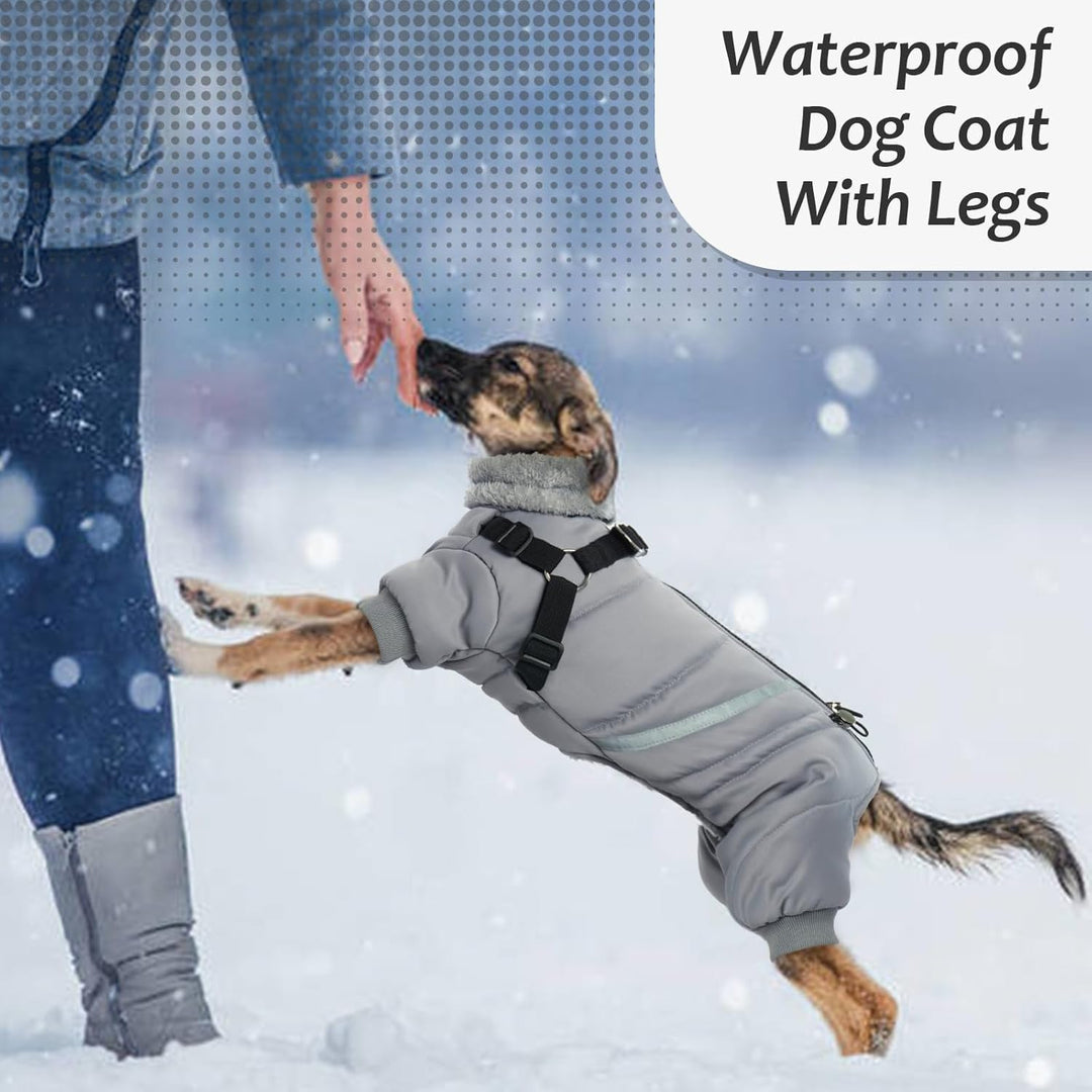 Hjyokuso Wasserdichter Hundemantel, Hundejacke mit Geschirr, Wintermantel Hund für kleine Mittel Gro