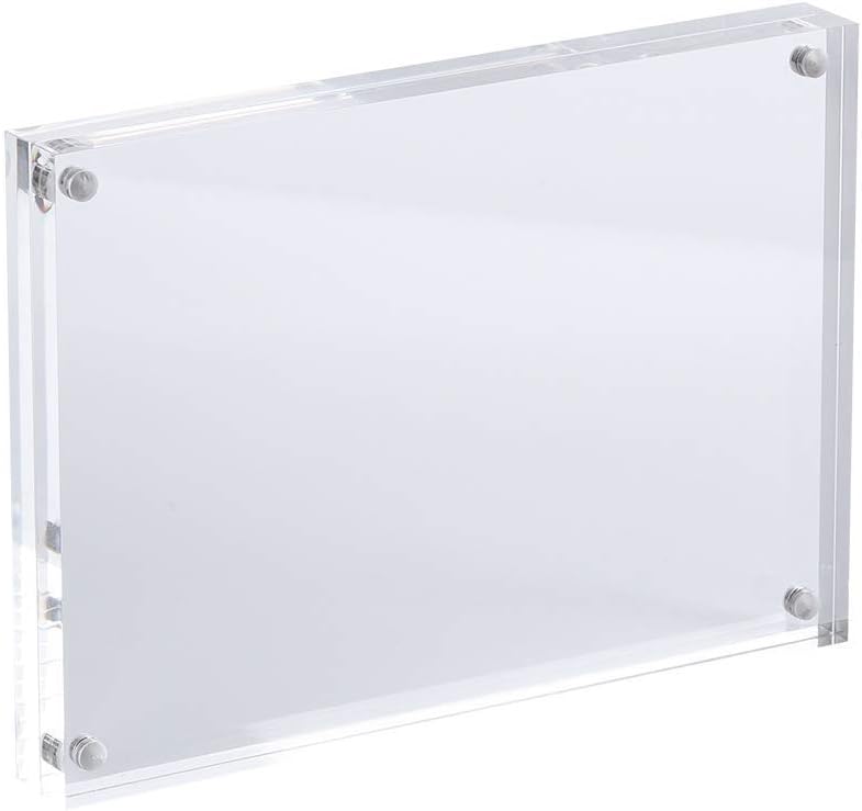 AMEITECH Acrylbilderrahmen, 10 x 15 cm, klares, doppelseitiges Blockset, rahmenloser magnetischer Fo