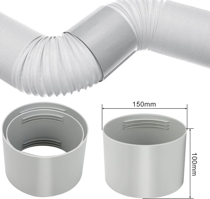 Abluftschlauch Klimagerät mit Adapter 150 mm 2m,Lüftungsrohrverbinder,Klimaanlage Abluftschlauch 2m,