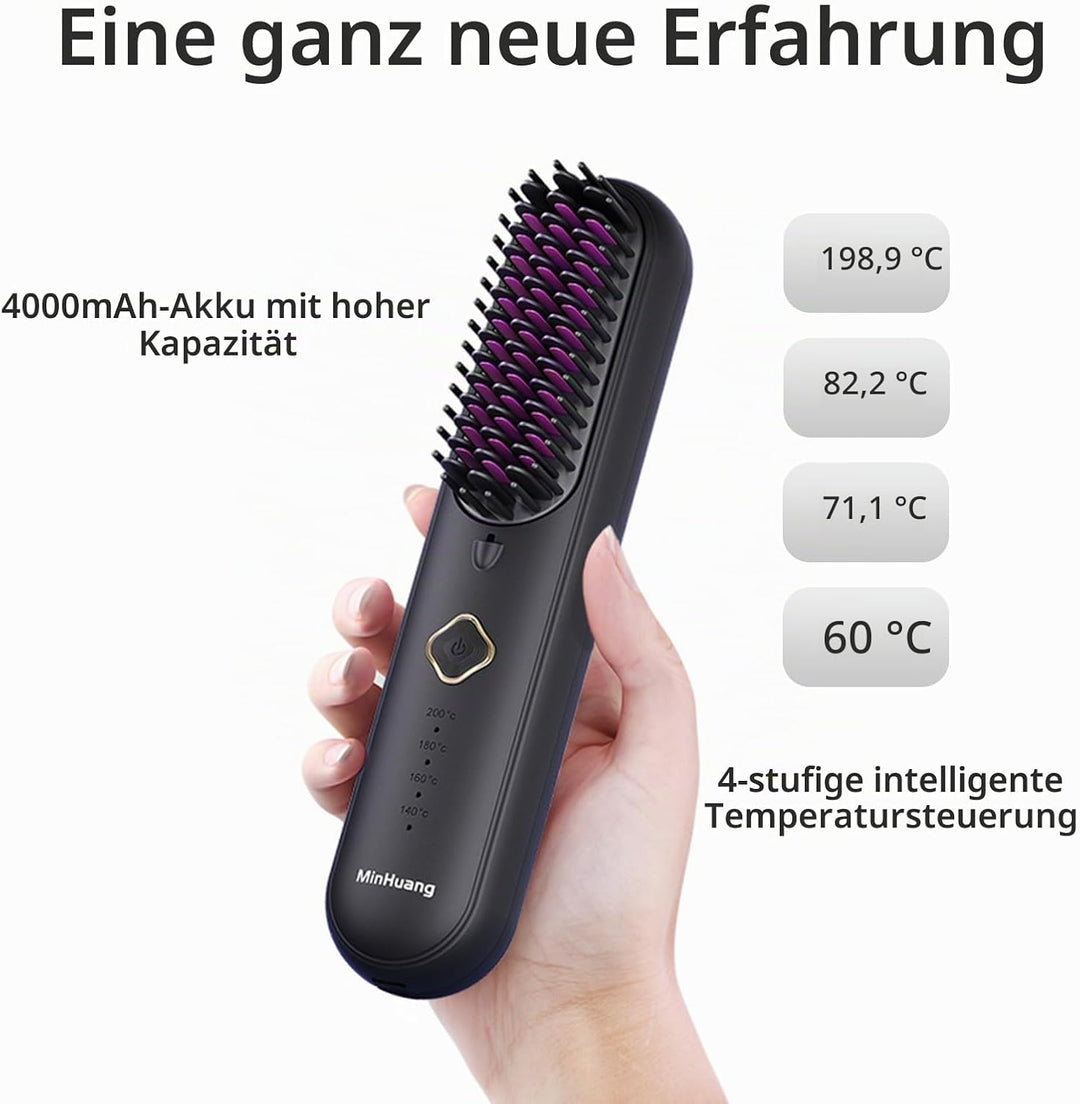 Kabellose GlättbürsteMIT SICHERHEITSSPERRE &amp; 60S SCHNELLAUFHEIZUNG | 2025 Neuheit | Tragbarer Mini H