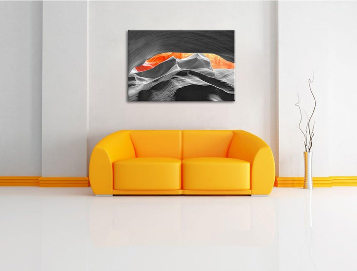 beeindruckender Antelope Canyon schwarz/weiss Format: 100x70 auf Leinwand, XXL riesige Bilder fertig