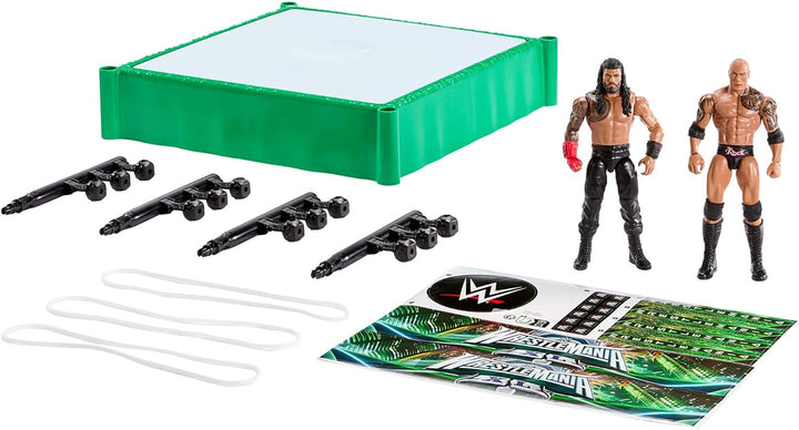 Mattel WWE Bloodline Rules-Spielset mit Ring und 2 Actionfiguren, enthält 15 cm grosse Sammelfiguren