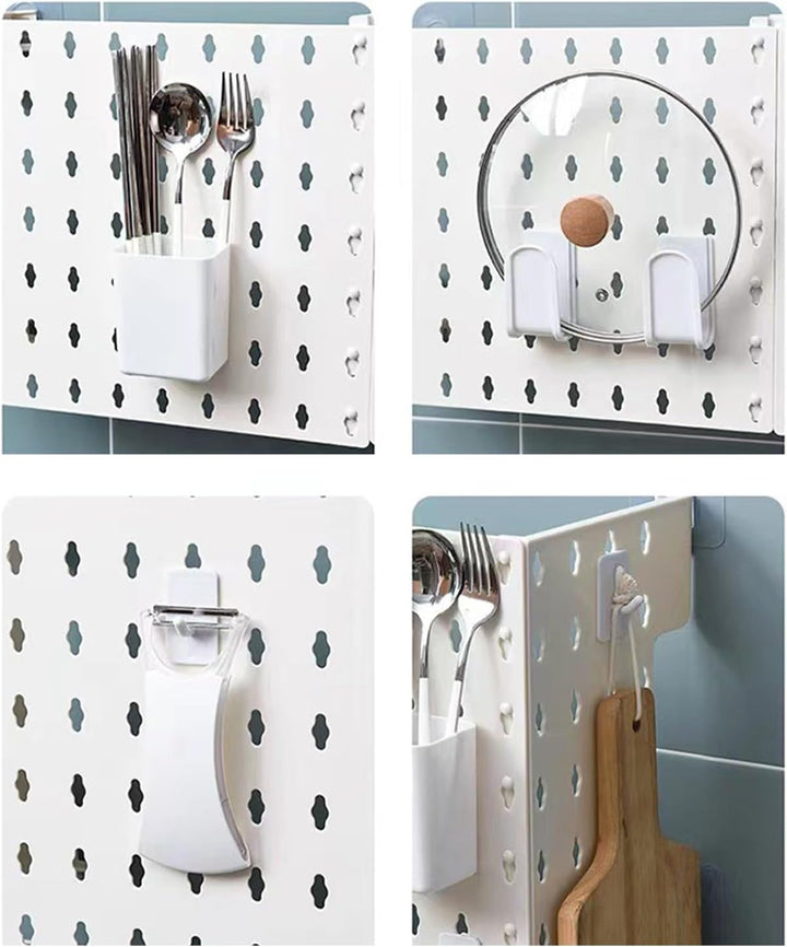 Lochwand Stecktafel Wandorganizer Rohrverkleidung aus ABS Kunststoff in Weiss ohne Bohren Klebemonta