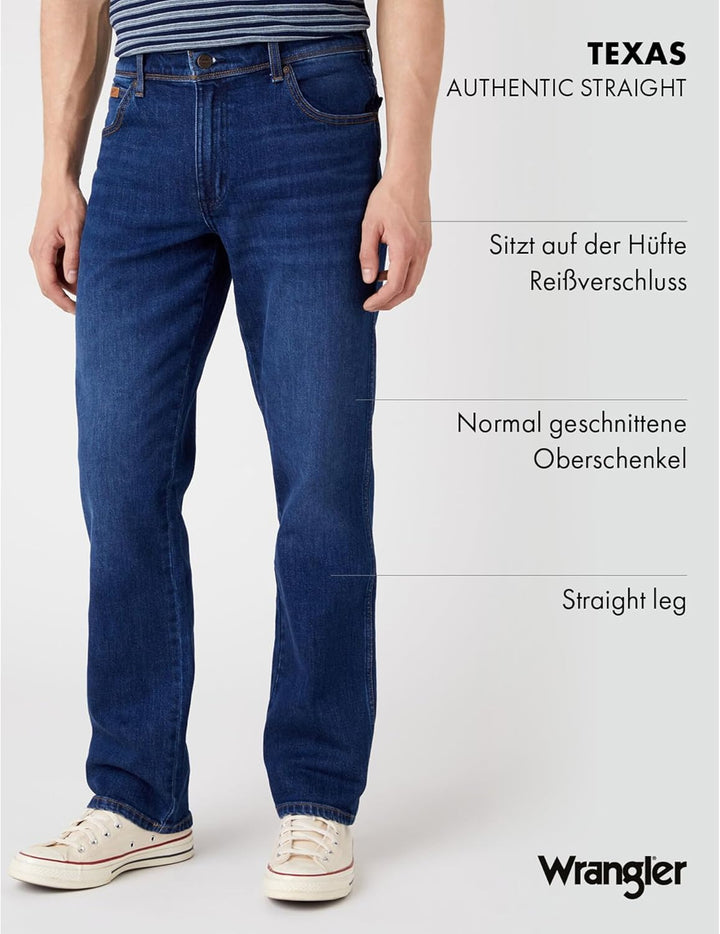 Wrangler Texas Stretch Herren Jeans Regular Fit Jeanshose Hose Schwarz Blau 33W / 34L Dancing Water,