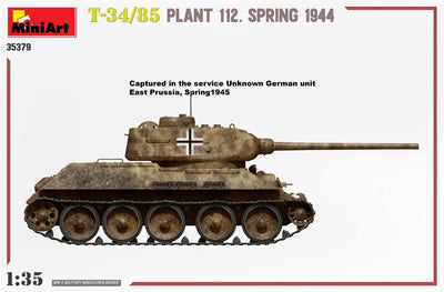 Mini Art 550035379 MiniArt 35379 1:35 T-34/85 Plant.112 Frühjar 1944-originalgetreue Nachbildung, Mo