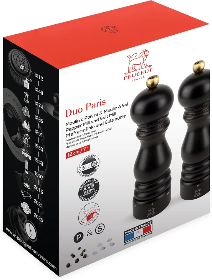 PEUGEOT - Paris u'Select 18 cm Pepper and Salt Mill Set - 6 Predefined Grind Settings - Powdered Sal