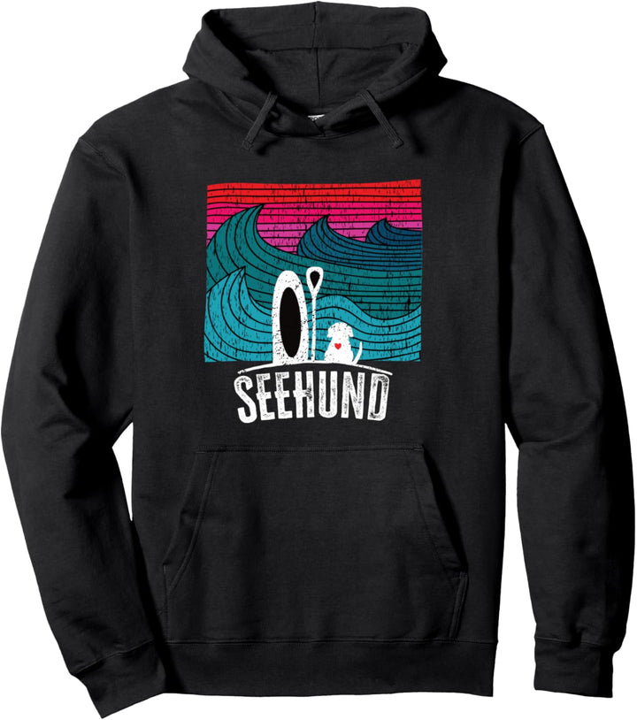 Stand up Paddling Board mit Hund lustiges Seehund Pullover Hoodie