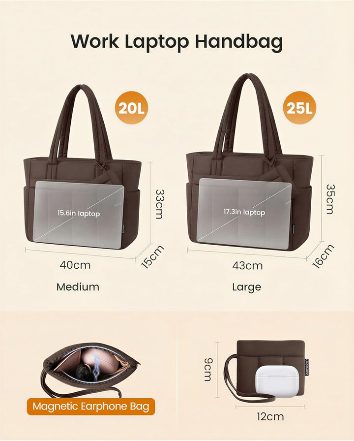 LOVEVOOK Shopper Tasche Damen Handtasche Gross, Leicht Arbeitstasche Puffer Tote Bag mit Vielen Fäch