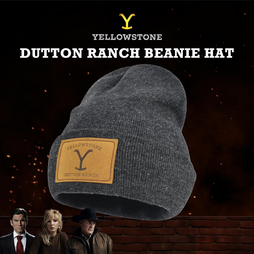 Yellowstone Dutton Ranch Beanie Mütze Winter Strickmütze mit Manschette Grau One Size, GRAU, Einheit