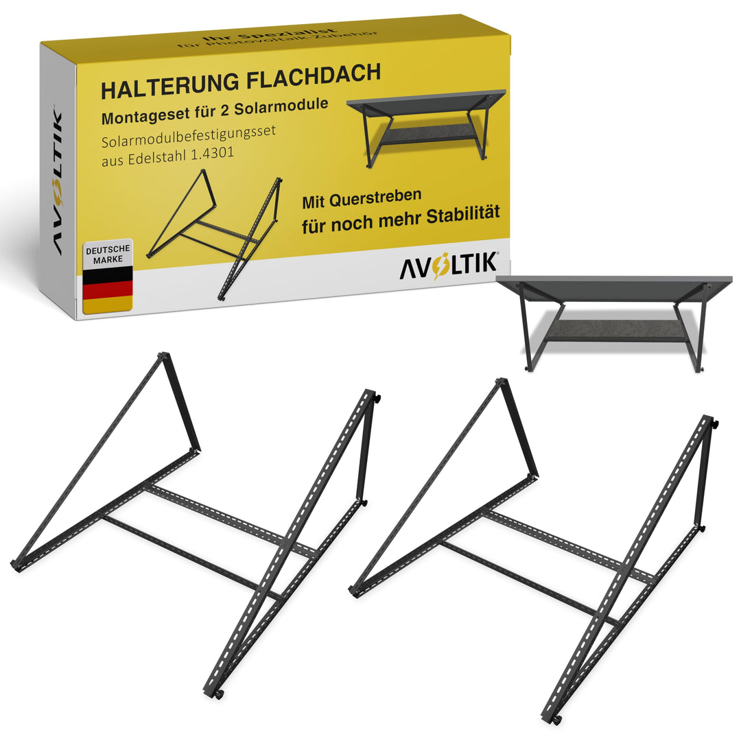 Avoltik Balkonkraftwerk Halterung 2er Set [0% MwSt.] - Solarpanel Halterung Flachdach [0-90° verstel