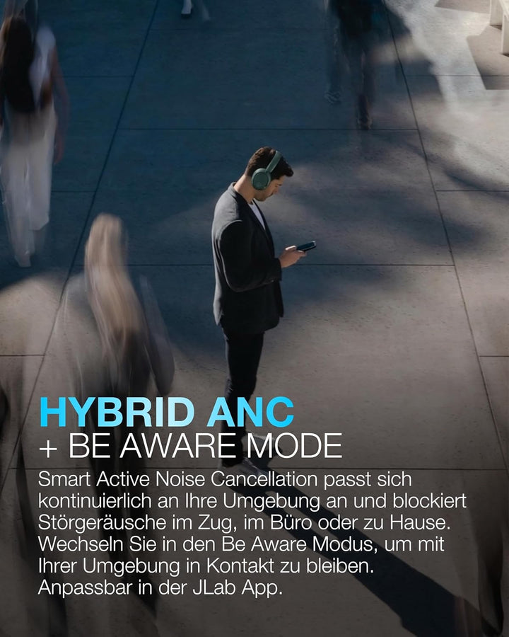 JLab JBuds LUX ANC Smart Noise Cancelling Over Ear Kopfhörer Bluetooth kabellos mit Mikrofon und akt
