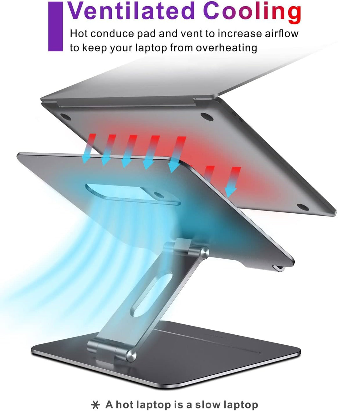 brocoon Verstellbarer MacBook-Ständer für Schreibtisch, ergonomische Aluminium-Laptoperhöhung mit Wä
