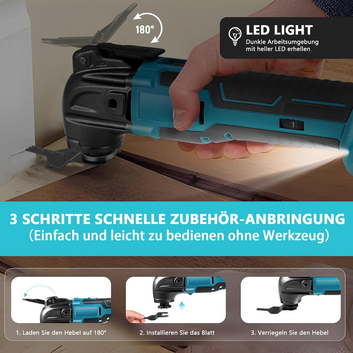 Oszillationswerkzeug, Akku Multifunktionswerkzeug für Makita Akku 18V Li-Ion, 6 Variable Geschwindig
