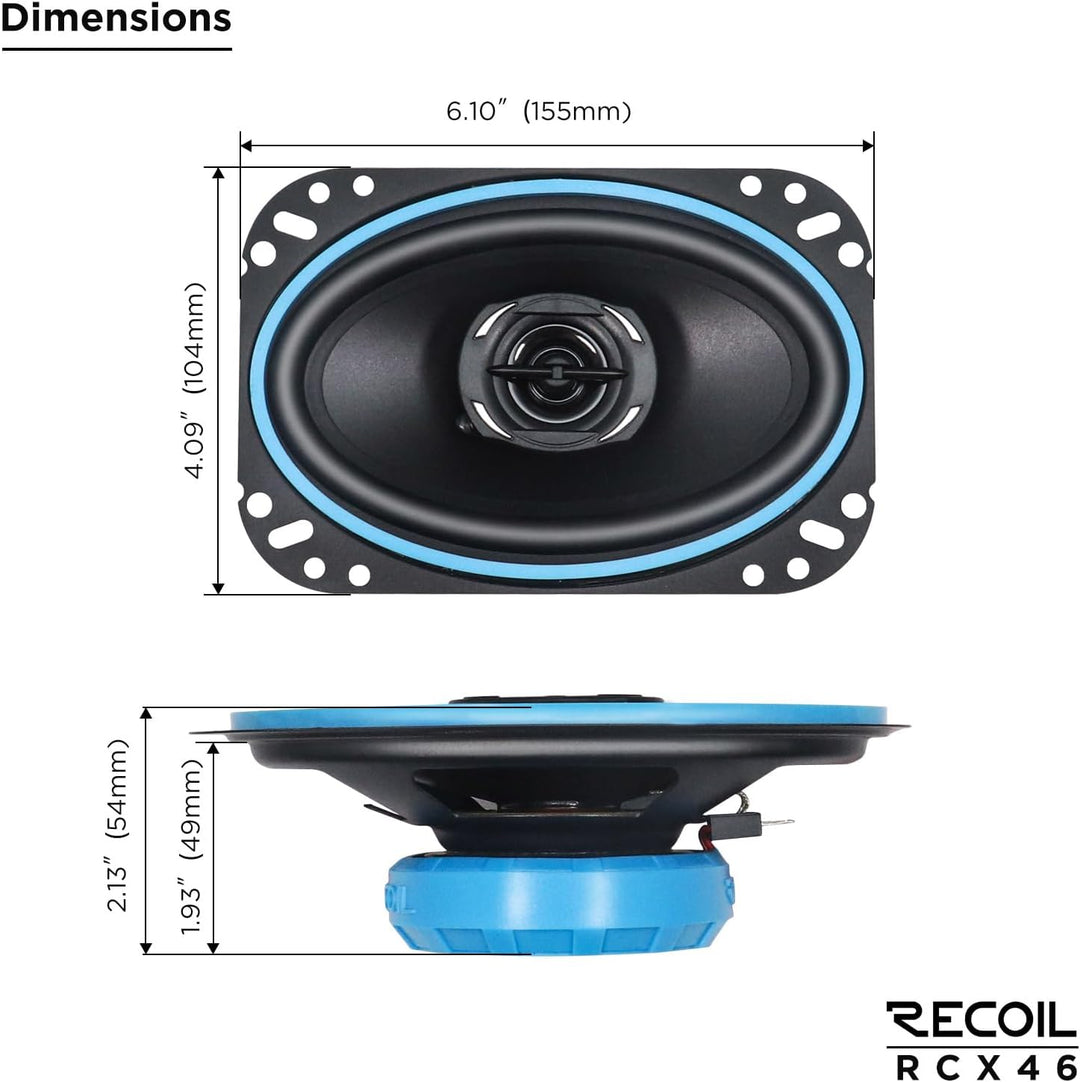 RECOIL RCX-46 Echo Serie 10x15 cm (4x6 Zoll) 2-Wege-Koaxiallautsprecher, 50 W RMS / 100 W Spitze, PE