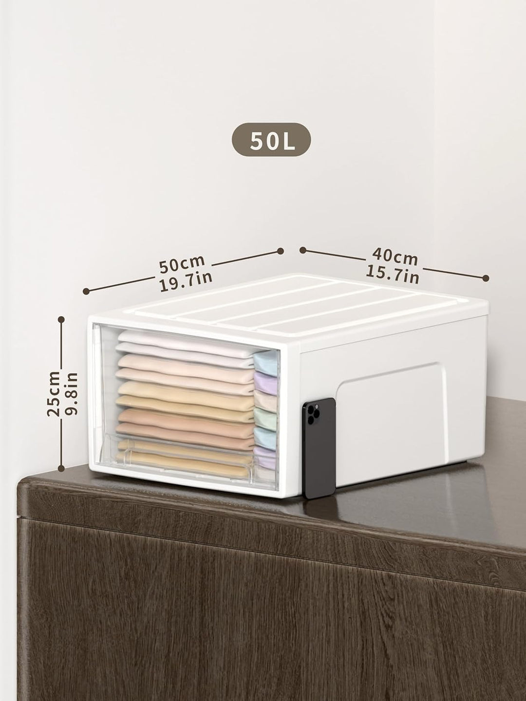Cetomo 50L*3 Schubladenschrank, Schubladencontainer, 3 Schubladen mit 50L, durchsichtige Schubladen,