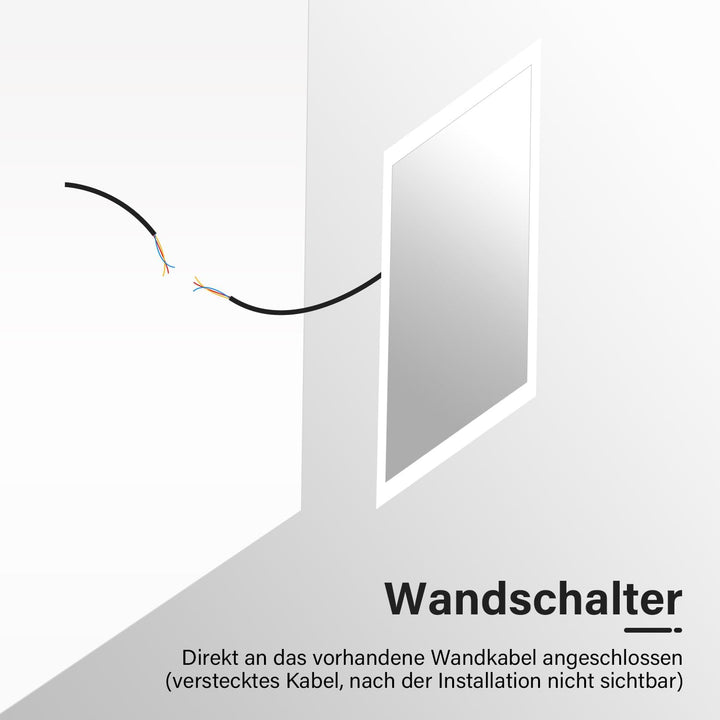 SUNXURY Badspiegel mit Beleuchtung 60 x 80cm WandSchalter Lichtspiegel Horizontale und vertikale Auf