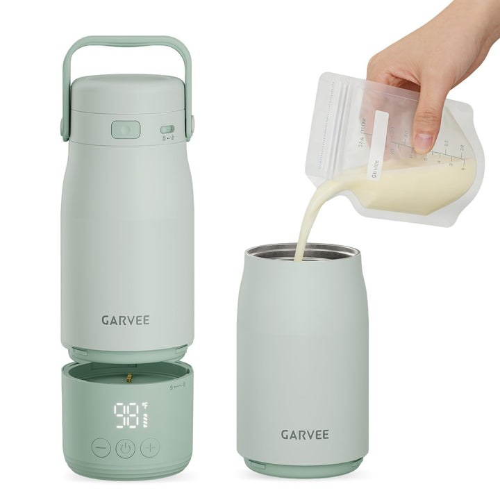 Baby Flaschenwärmer Unterwegs, Mobiler Milcherwärmer Mit Akku, 500ml, LED-Anzeige, 1°c Präzise Kontr