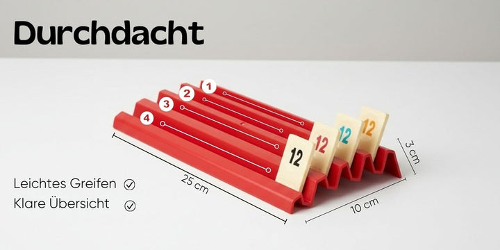 Feldherr 4er Set Ablagebretter für Rummikub - Robuste 3D-gedruckte Spielsteinhalter mit 4 Slots - Ba