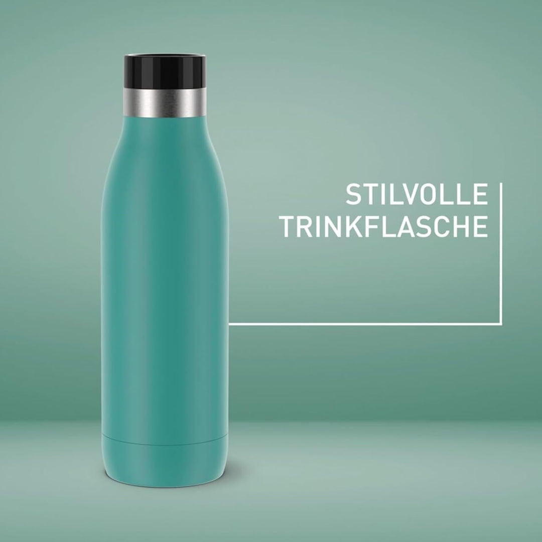 Emsa Bludrop Isolier-Trinkflasche, 0,5 Liter, 100% dicht, Quick-Press Verschluss, Ergonomischer 360°