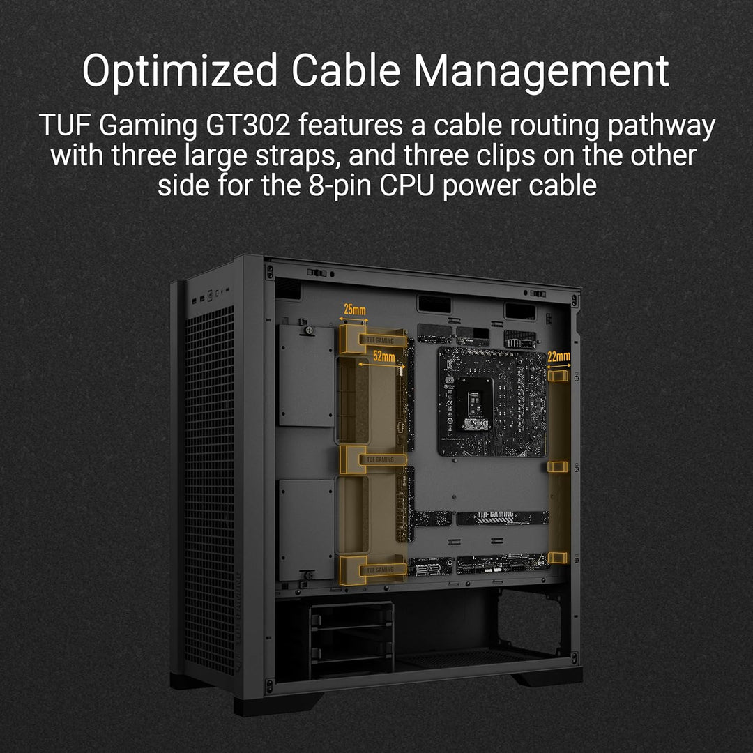 ASUS TUF Gaming GT302 ARGB Black Mid-Tower-ATX-Gehäuse (4X 140 x 28-mm-ARGB-Lüfter, austauschbare Se