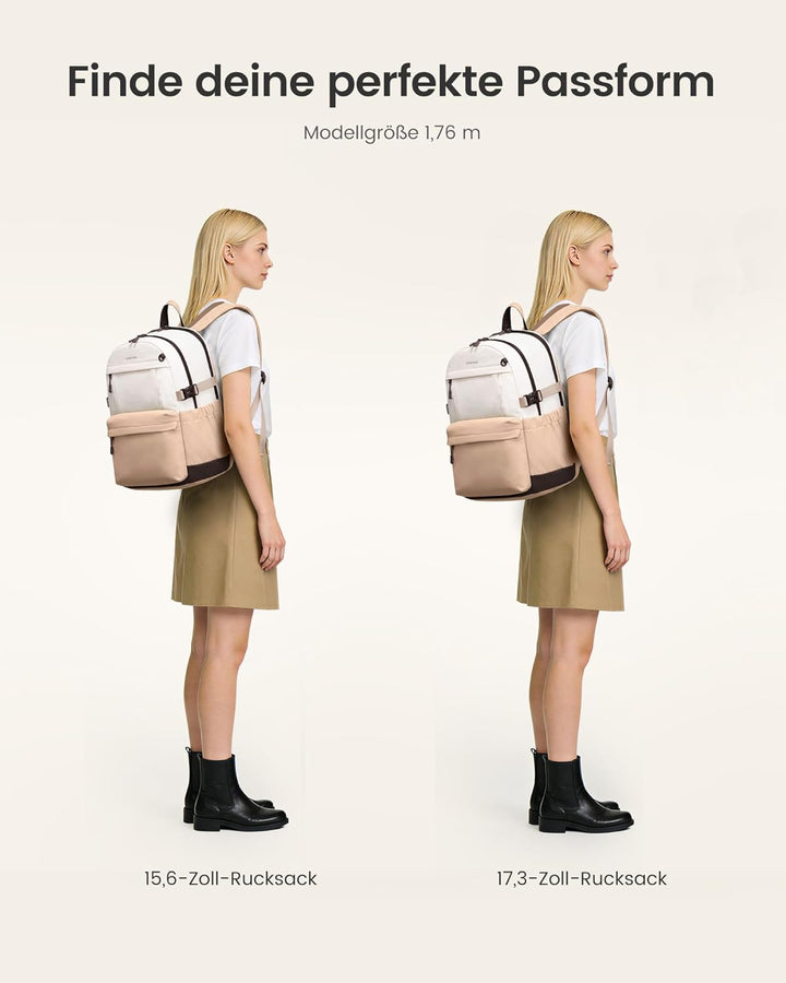 LOVEVOOK Rucksack Damen, 17,3 Zoll Laptop Schulrucksack Teenager mit grossem Fach für Trinkflaschen,