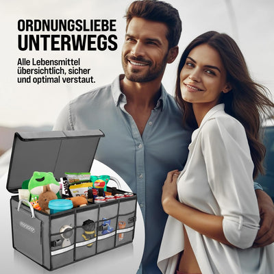 MONZANA® Kofferraum Organizer Deckel 63L Trennwände Wasserdicht Faltbar Verstärkte Wände rutschfest