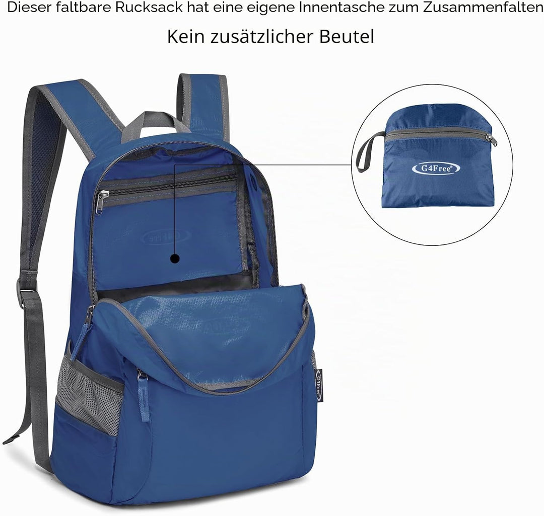G4Free 20L Faltbarer Rucksack Ultraleichter Wanderrucksack Daypack für Männer Frauen und Kinder für