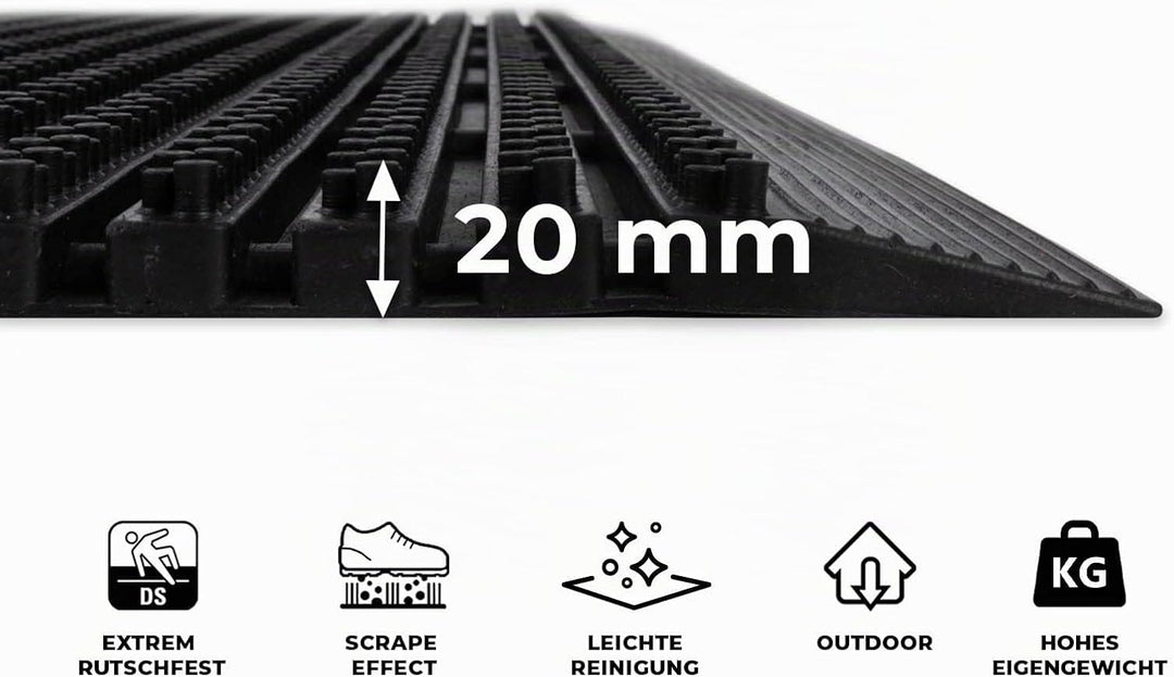 Floordirekt Gummi Fussmatte 75 x 120 cm - Schmutzfangmatte Fussabtreter für aussen und innen - Fussm