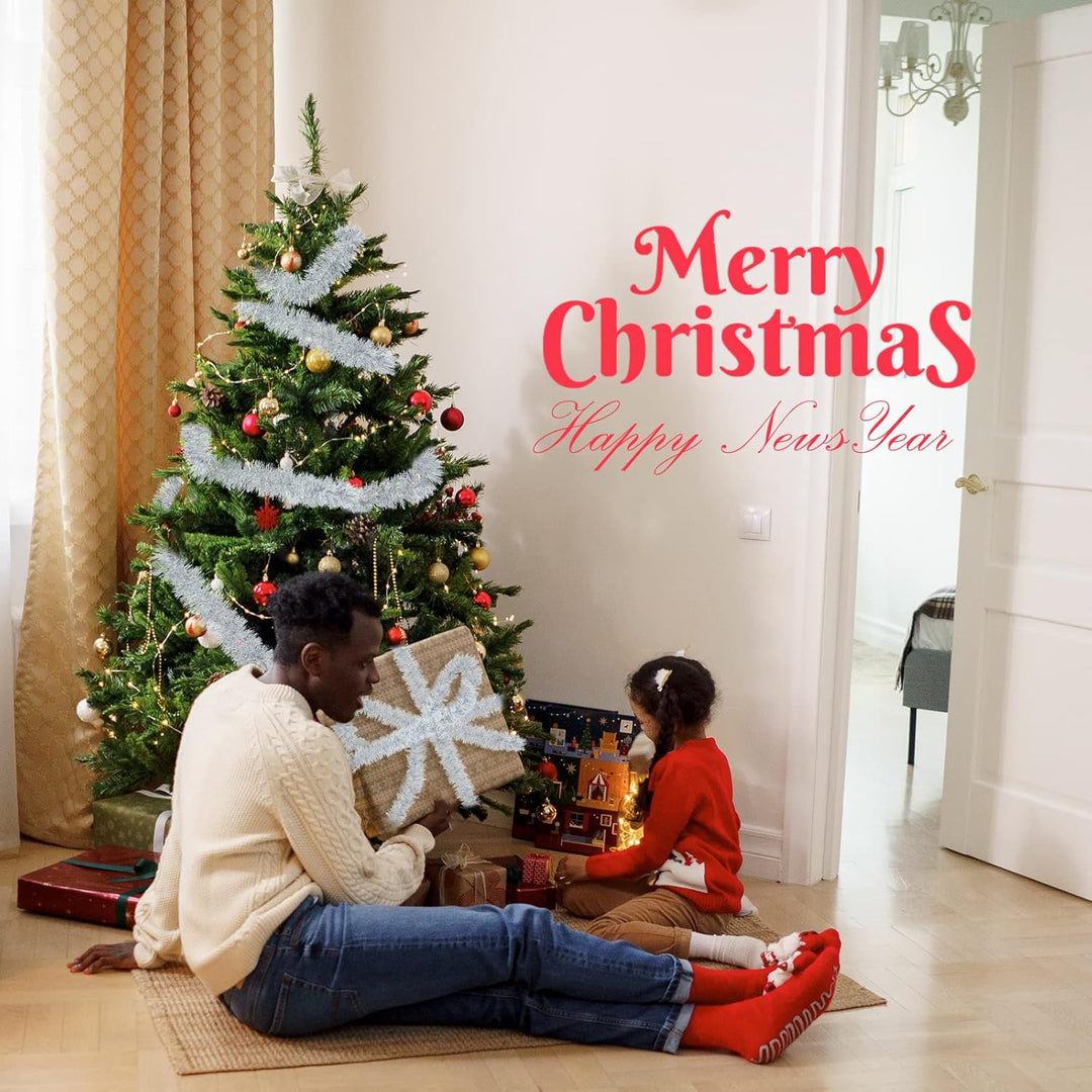 Weihnachtsbaum Lametta Girlande,8Pcs Glänzend Weihnachtsbaum Ornamente,Weihnachtsdeko Metallische Gi