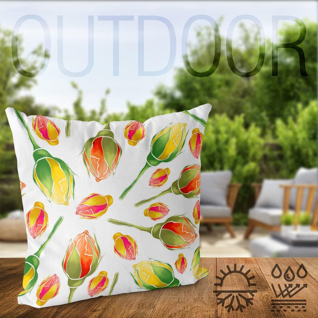 VOID Rosen Blumenmuster Grafik 80x80 Kissenhülle Polyester Zierkissen Couchkissen Ostern Osterdeko D
